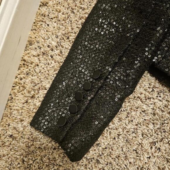 L'Agence Kenzie Black Sequin Blazer with Satin Lapels sz 8 - Picture 9 of 9